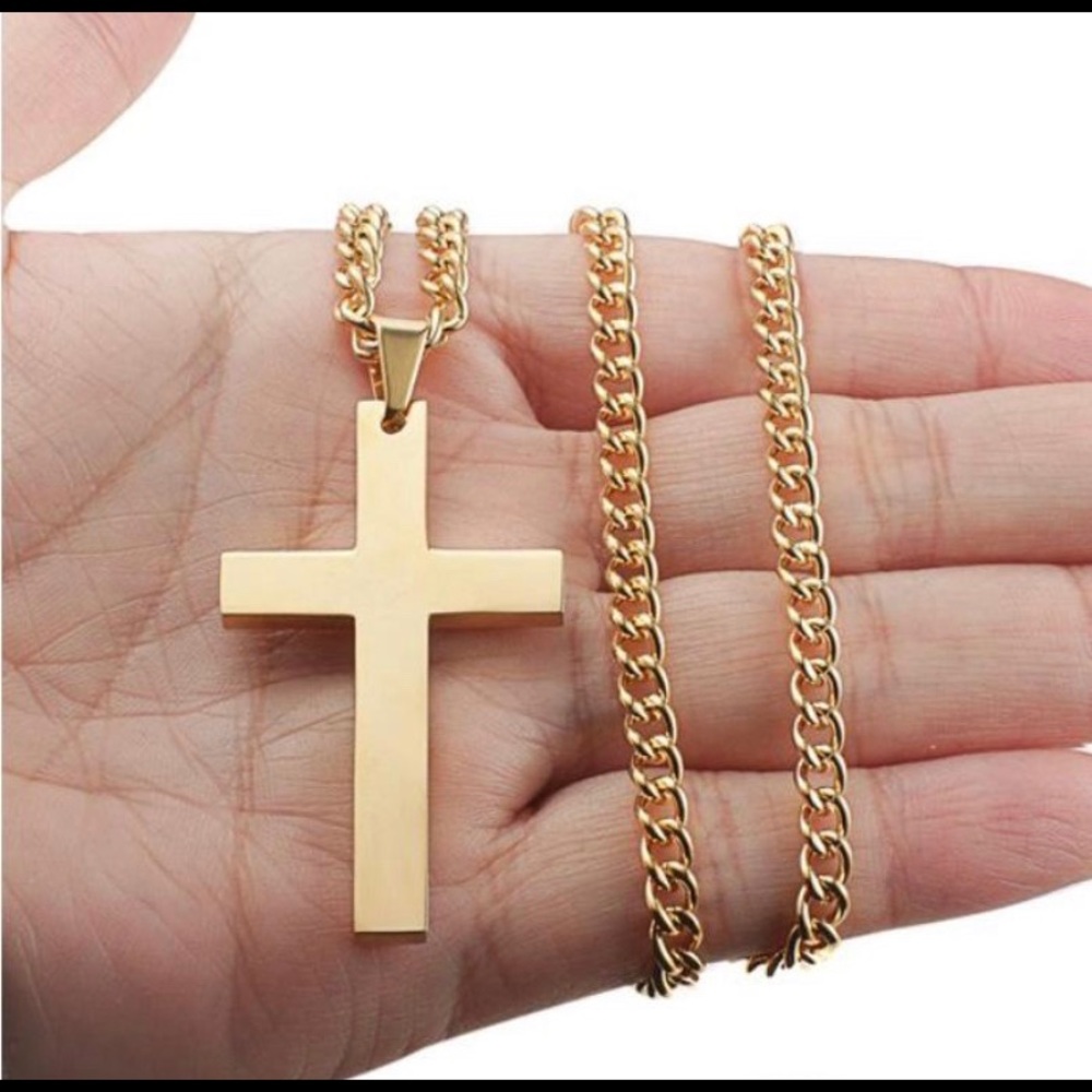 💥 Silver Cross Pendant Men’s Necklace 💥 - Picture 4 of 7